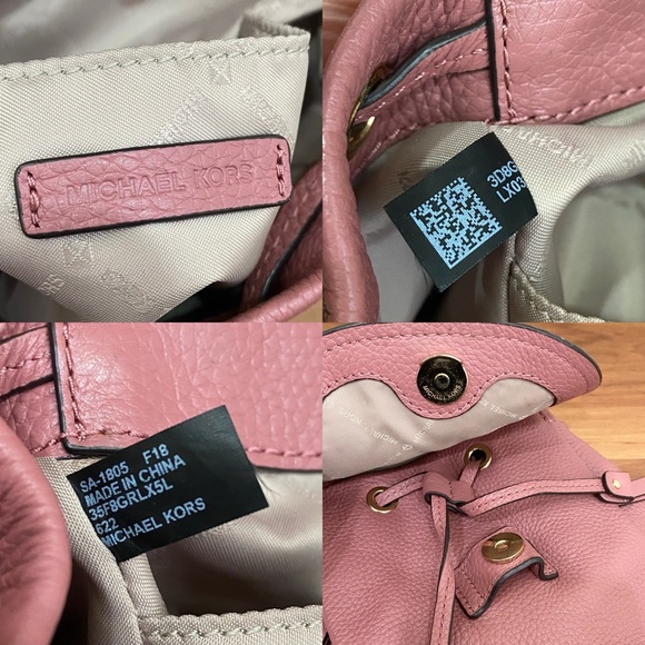 MICHAEL KORS Riley Small Flap Drawstring Pebbled Leather Crossbody Bag in Rose - Picture 16 of 16